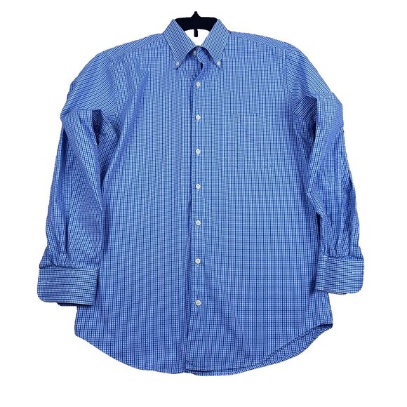 Peter‎ Millar Mens M Button Down Blue Check Shirt Classic Workwear Essential - Picture 1 of 12